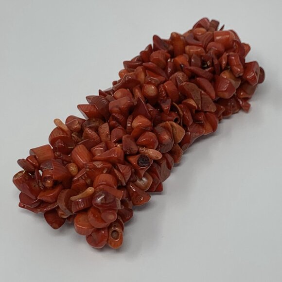 Red Sciacca Coral Chip Beaded Stretch Cuff Bracelet - Picture 4 of 9